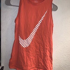 Nike Orange Tank with White Houndstooth Swoosh